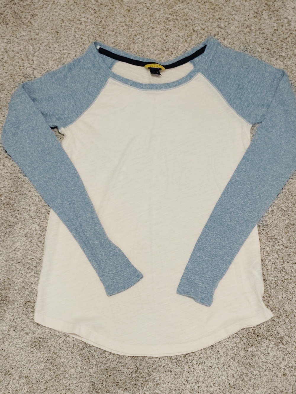Prince & Fox White Raglan Tee with Heather Blue Sleeves